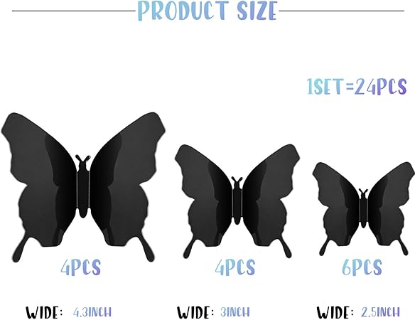 48 Pieces 3D Mirror Butterfly Wall Stickers – Silver DIY Home Decor Set for Walls, Doors & Windows | Reusable Decorative Wall Decals for Living Room, Bedroom & Nursery