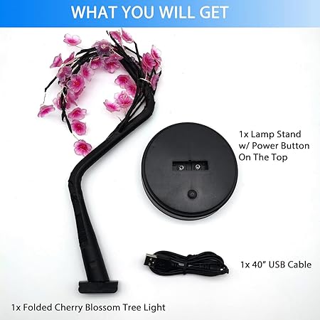 OTAVILEM Bonsai Cherry Blossom Tree Light – 36 LED Decorative Night Light for Bedroom, Living Room & Home Décor (20", Pink)