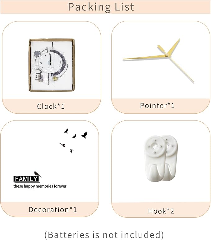 FLEBLE Large Modern Pendulum Wall Clock – 24 Inch Black Deer Design