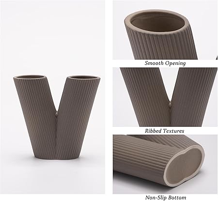 VASETOPIA Creative Ceramic Vase Set of 4 – LOVE Letters Design (Green/Brown/Burgundy/Khaki)