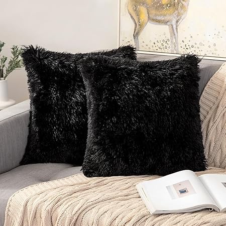 ANRODUO Faux Fur Throw Pillow Cover – Mongolian Style Decorative Cushion Case