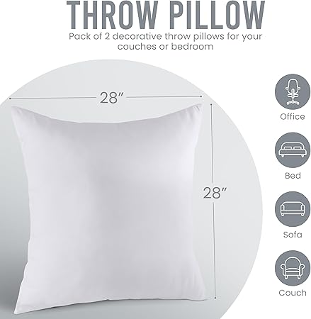 Utopia Bedding Throw Pillow Inserts – 14x14 Inch (Pack of 2, White)