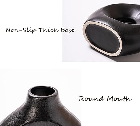 VASETOPIA Ceramic Vase Set of 2 – Minimalist Nordic Hollow Vases (Black/White)