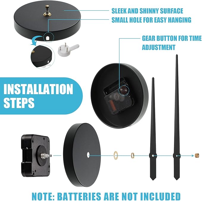 Junkin 3D Large Frameless DIY Wall Clock – Modern Family Quote Sticker Clock Kit (Adjustable Size, Black)