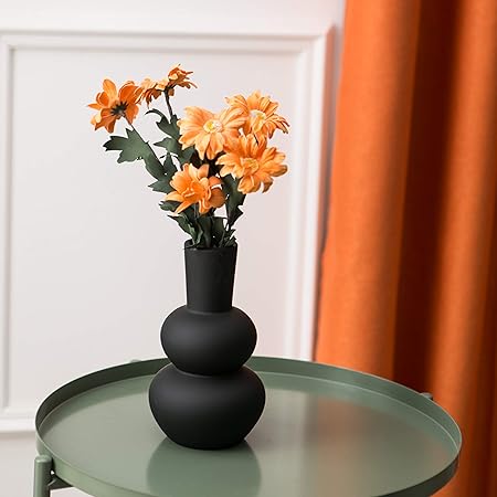 Tenforie Black Ceramic Flower Vase – Elegant Modern Home Decor Accent for Living Room, Table Centerpiece & Wedding Arrangements