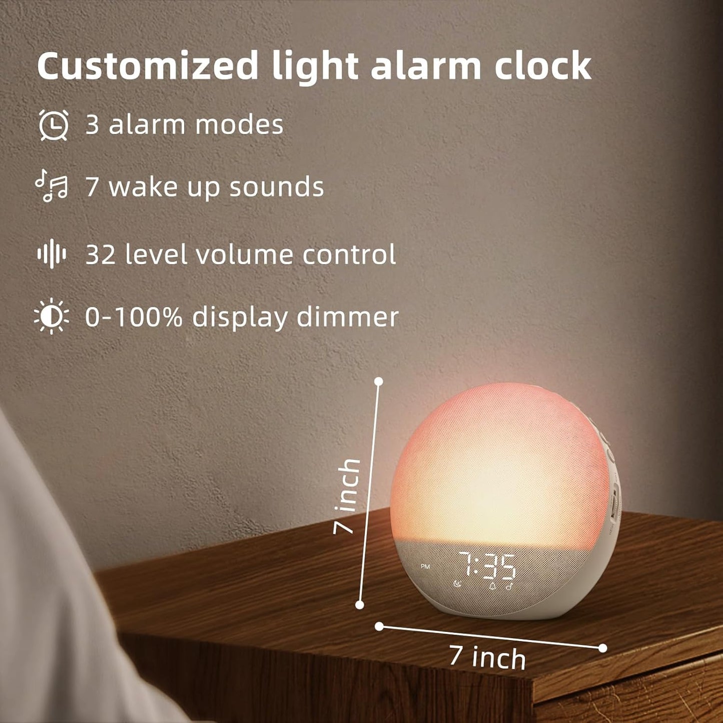 Sunrise Alarm Clock with White Noise | Bluetooth Speaker & Night Light