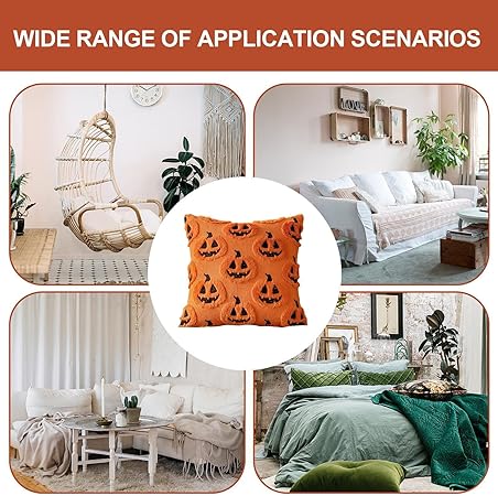 Halloween Pumpkin Pillow Covers – Set of 2 (18x18 Inch) | Retro Orange Decorative Cushion Covers for Couch, Sofa, Porch & Living Room | Cozy Fabric Fall Home Décor