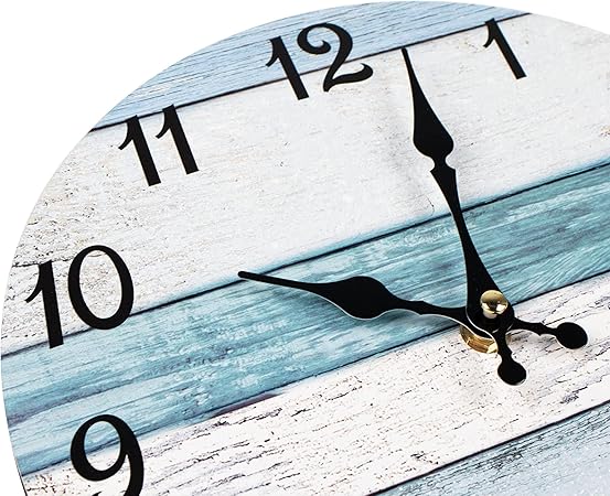 Homotte 10 Inch Battery Operated Silent Non-Ticking Round Country Rustic Style Wall Clock for Home Bedroom Office