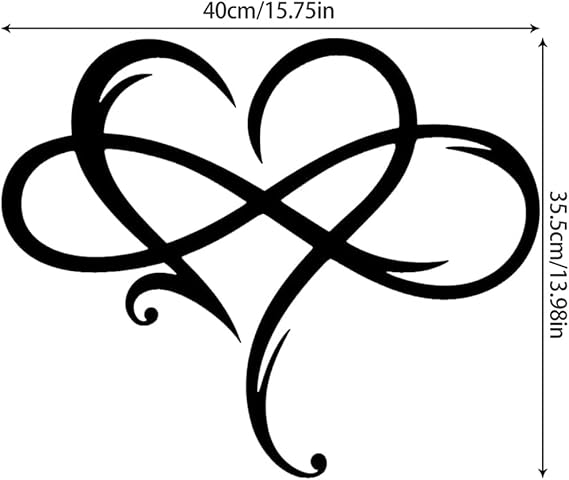 Infinity Heart Metal Wall Decor – Romantic Black Steel Infinity Love Sign Wall Art for Bedroom, Living Room, or Wedding Gift (15.7x14 Inch)