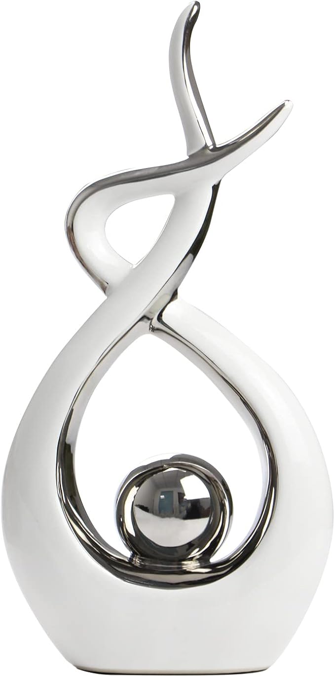 White and Silver Table Decoration for Living Room, Dining Room, and Office Centerpiece