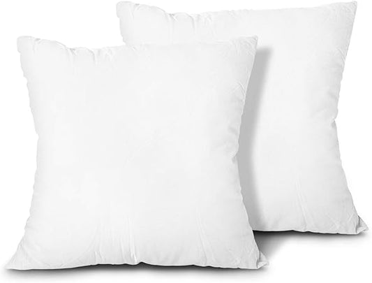 EDOW Throw Pillow Inserts 18x18 Inch – Set of 2 | Down Alternative Polyester Cushion Inserts for Couch, Sofa, Bed &amp; Decorative Covers | Machine Washable, Fluffy &amp; Supportive