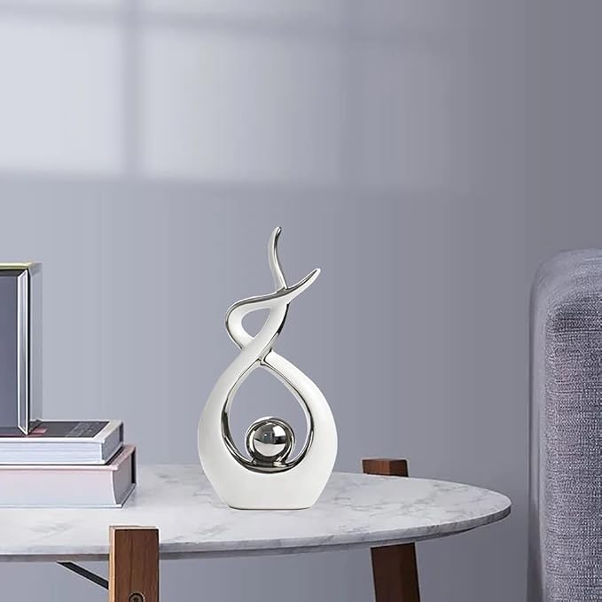 White and Silver Table Decoration for Living Room, Dining Room, and Office Centerpiece