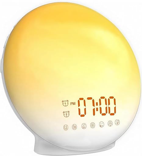 Tuerthy Sunrise Alarm Clock with White Noise, Bluetooth Speaker, Sunset Simulation &amp; Wake-Up Light – 11 Colors, 7 Nature Sounds for Bedroom, Adults &amp; Kids