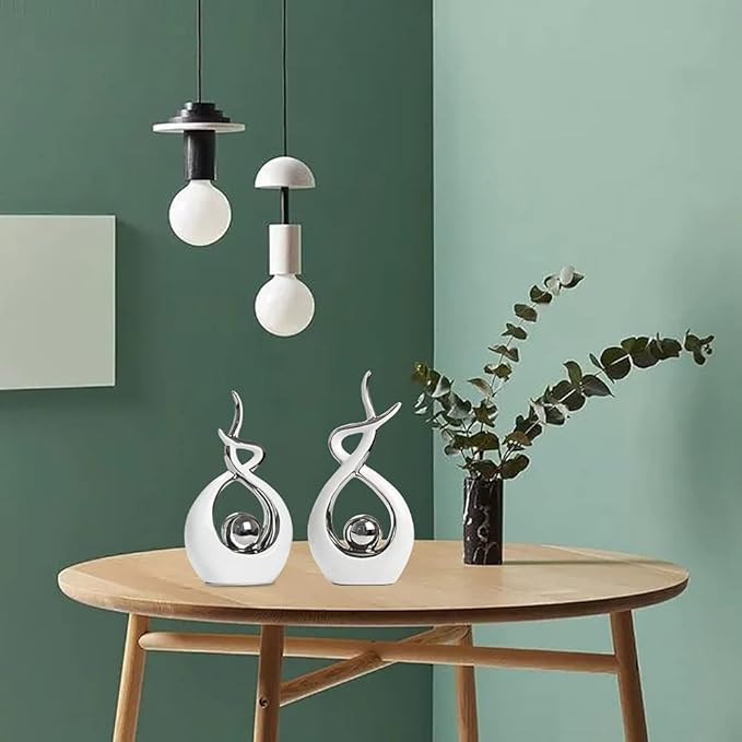 White and Silver Table Decoration for Living Room, Dining Room, and Office Centerpiece