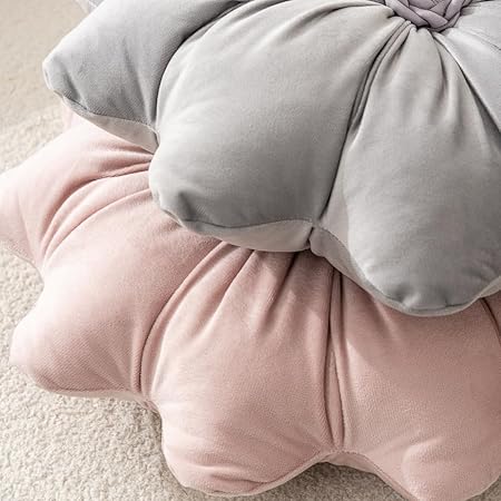 GKWW 15.7" Red Velvet Flower Pillow Cushion – Round Decorative Throw Pillow for Sofa, Bed, and Chair | Soft Dutch Velvet Floral Cushion for Home Decor