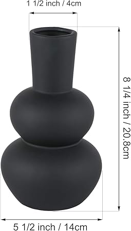 Tenforie Black Ceramic Flower Vase – Elegant Modern Home Decor Accent for Living Room, Table Centerpiece &amp; Wedding Arrangements