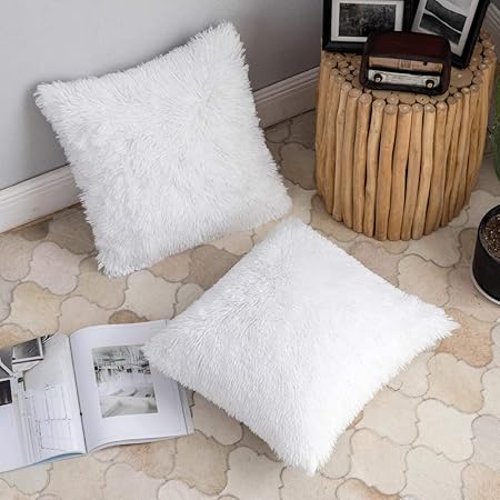 ANRODUO Faux Fur Throw Pillow Cover – Mongolian Style Decorative Cushion Case