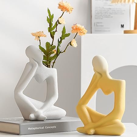 Arawat Ceramic Thinker Vase – Yellow Modern Boho Decorative Vase