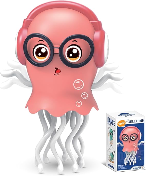 Magic Dancing Octopus Toy with LED Lights & Music - Smart Tentacle Explorer Automatic Obstacle Avoidance,Crawling & Wiggling Robotic Pet for Kids & Tummy Time & Desk Decor Squid Toy (Pink)