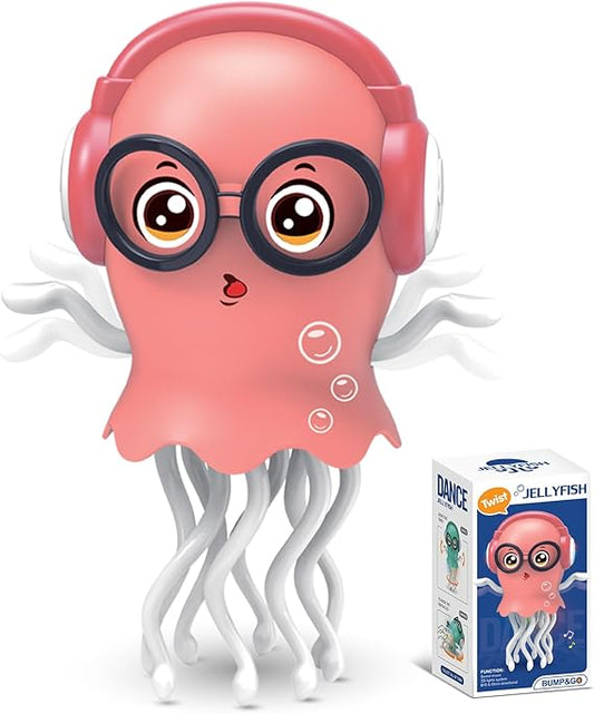 Magic Dancing Octopus Toy with LED Lights & Music - Smart Tentacle Explorer Automatic Obstacle Avoidance,Crawling & Wiggling Robotic Pet for Kids & Tummy Time & Desk Decor Squid Toy (Pink)