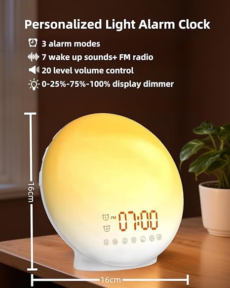 Tuerthy Sunrise Alarm Clock with White Noise, Bluetooth Speaker, Sunset Simulation &amp; Wake-Up Light – 11 Colors, 7 Nature Sounds for Bedroom, Adults &amp; Kids