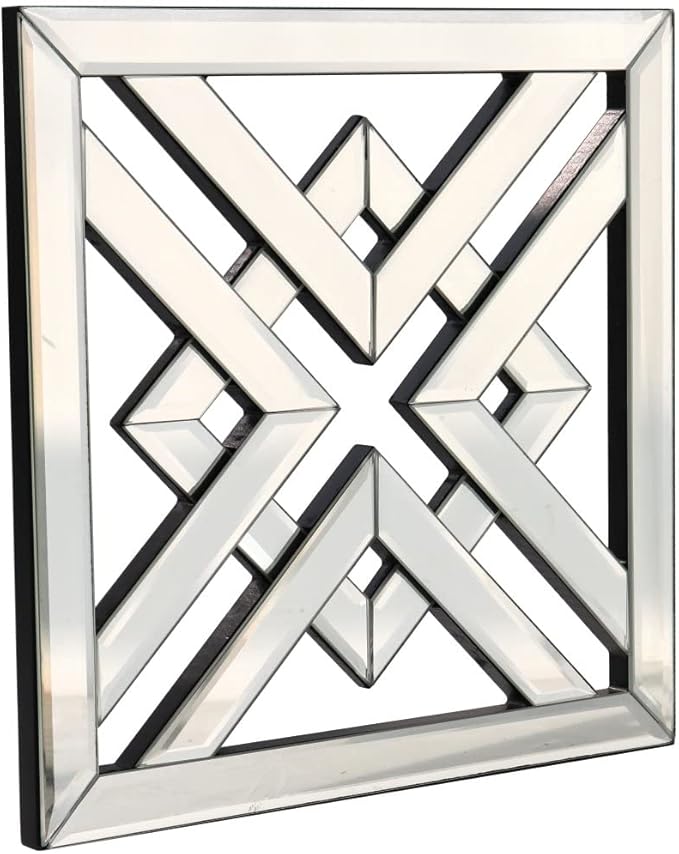 QMDECOR 12x12” Square Decorative Wall Mirror – Frameless Beveled Edge Silver Mirror for Living Room, Bedroom &amp; Office Wall Décor