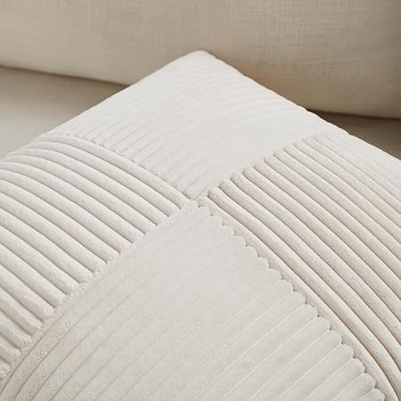 Fancy Homi Patchwork Corduroy Throw Pillow Covers – Farmhouse Style Decorative Cushions for Couch &amp; Bed (Set of 2, 18″×18″)