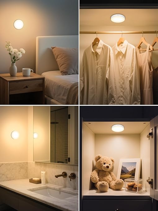 WILLED 3000K Dimmable Touch Lights (2 Pack) | Rechargeable LED Tap Night Lights | Magnetic Stick-On Closet, Cabinet &amp; Bedroom Light