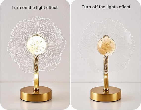 Sunflower Table Lamp – 3-Color Stepless Dimmable LED Light, USB Powered Acrylic &amp; Metal Bedside Lamp for Bedroom, Living Room &amp; Gifts (Gold Finish)