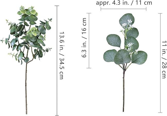 Bulk Artificial Silver Dollar Eucalyptus Leaves & Stems – Rustic Farmhouse Greenery Decoration (10 Pcs Set)