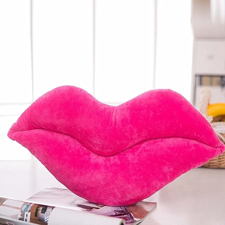 LEVINIS Hot Pink Lip Shape Throw Pillow – Soft Velvet Decorative Cushion for Couch, Bed &amp; Office | Valentine’s Day Gift for Girls, 23.6" x 13.6"