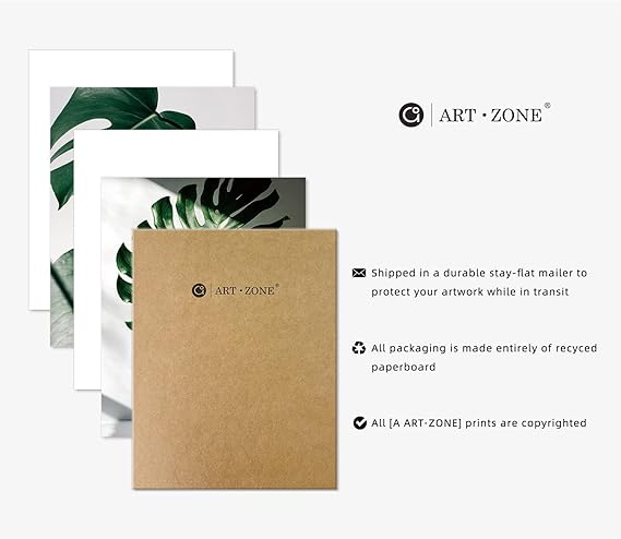 Botanical Prints Wall Art Set of 4 – 8x10 Inch Unframed Canvas Prints, Motivational Plant Posters Aesthetic for Bedroom, Living Room, or Office Decor