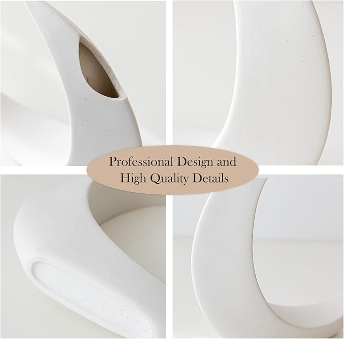 COTYNI White Ceramic Crescent Moon Vase – Modern Minimalist Boho Lunar Flower Vase for Home Décor, Living Room, Table Centerpiece, and Wedding Gift
