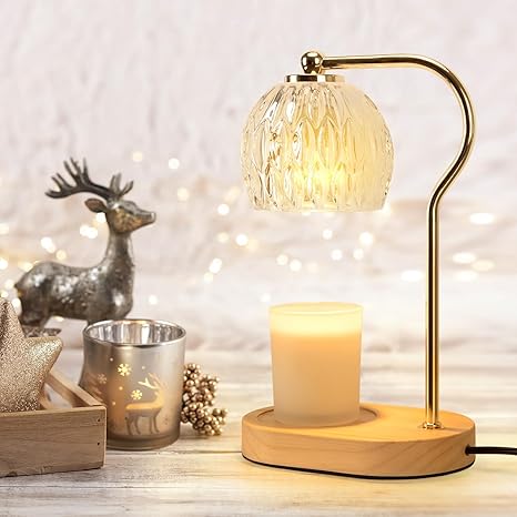Soilsiu Candle Warmer Lamp with Timer & Dimmable Light – Wooden Base (Includes 2 x 50W Bulbs)
