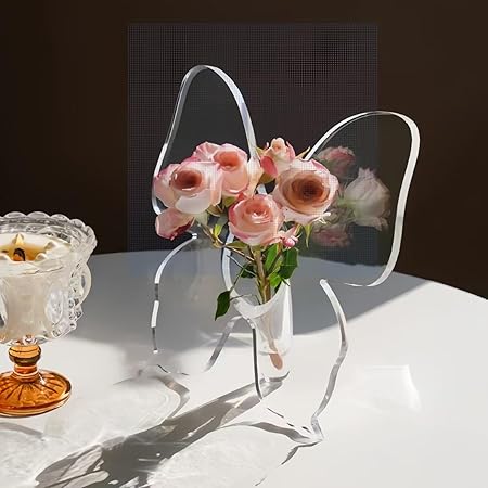 Clear Acrylic Butterfly Vase | Modern Art Deco Frame Vase | Home & Office Decoration | Perfect Housewarming Gift