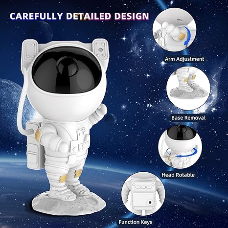 Astronaut Galaxy Star Projector Night Light – LED Nebula Lamp with Remote & Timer