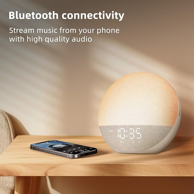Sunrise Alarm Clock with White Noise | Bluetooth Speaker & Night Light