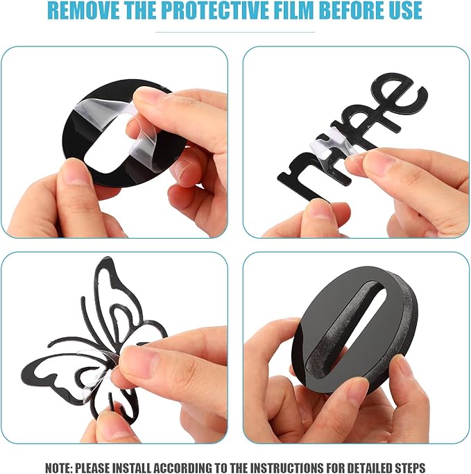 Junkin 3D Large Frameless DIY Wall Clock – Modern Family Quote Sticker Clock Kit (Adjustable Size, Black)