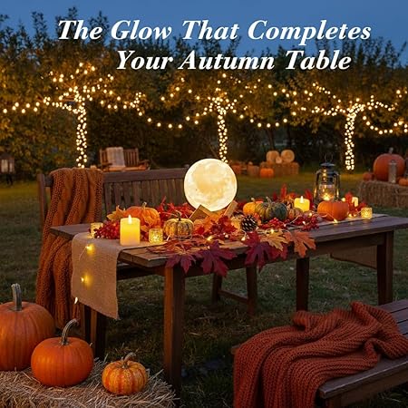 Mydethun Moon Lamp 4.7" – 3D Printed LED Night Light with Wooden Base, Dimmable Brightness, Rechargeable Bedside & Home Décor Gift