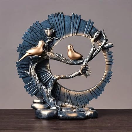 CECKQUE Blue Metal Bird Statue – Modern Art Deco Figurine for Living Room, Coffee Table, Bookshelf &amp; Office Home Decor