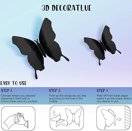 48 Pieces 3D Mirror Butterfly Wall Stickers – Silver DIY Home Decor Set for Walls, Doors &amp; Windows | Reusable Decorative Wall Decals for Living Room, Bedroom &amp; Nursery