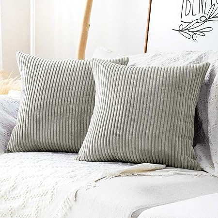 MUDILY Pack of 2 Pink Velvet Corduroy Pillow Covers – Soft Decorative Cushion Cases 18x18 Inch (45x45cm), Fluffy Square Throw Pillow Covers for Sofa, Bed, Car &amp; Living Room Décor