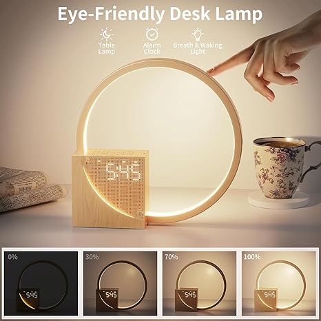 Blonbar Sunrise Alarm Clock for Heavy Sleepers – Dual Alarms, Sunrise Simulation, 10 Natural Sounds, USB Charging, Night Light &amp; 4-Level Dimmable LED – Table Lamp Design