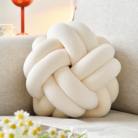 VBGYA Knot Pillow Ball 11" – Soft Light Blue Plush Decorative Cushion | Modern Round Throw Pillow for Sofa, Bed, or Couch | Aesthetic Home &amp; Bedroom Decor
