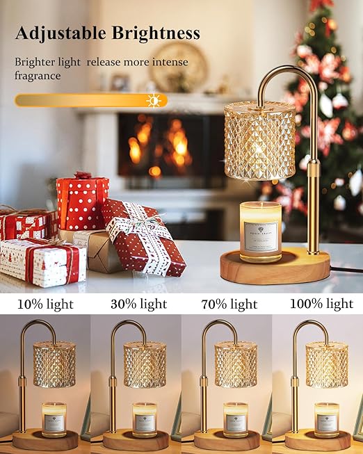 Candle Warmer Lamp with Timer & Dimmer – Adjustable Height, Wax Melt Jar Candle Warmer with 2 Bulbs – Safe & Stylish Home Décor Gift