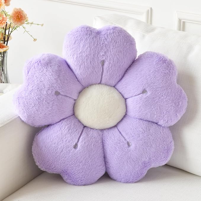 Ddliury Pink Flower Pillow – 15" Soft Plush Daisy Cushion, Cute Flower-Shaped Decorative Throw Pillow for Bed, Couch, Dorm &amp; Floor Seating