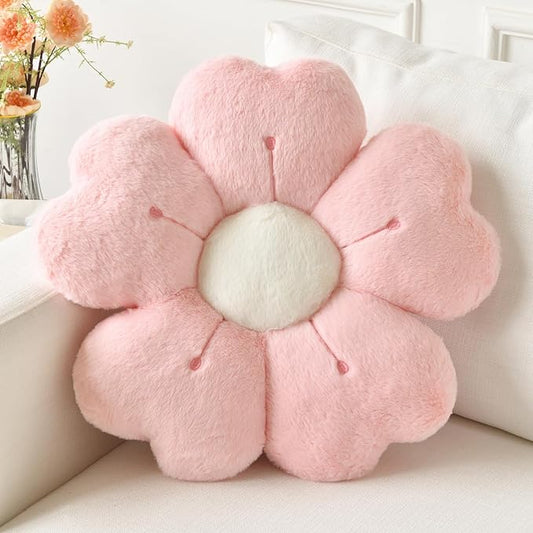 Ddliury Pink Flower Pillow – 15" Soft Plush Daisy Cushion, Cute Flower-Shaped Decorative Throw Pillow for Bed, Couch, Dorm &amp; Floor Seating