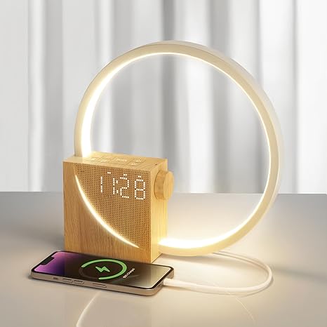 Blonbar Sunrise Alarm Clock for Heavy Sleepers – Dual Alarms, Sunrise Simulation, 10 Natural Sounds, USB Charging, Night Light &amp; 4-Level Dimmable LED – Table Lamp Design