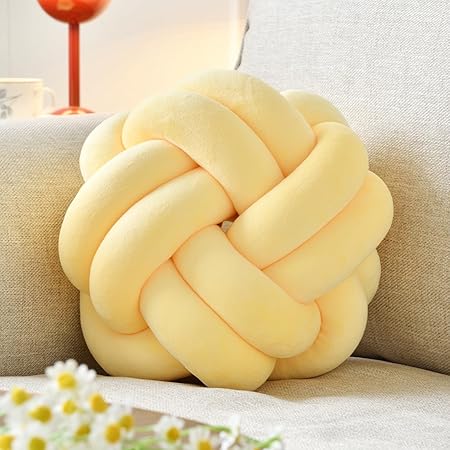 VBGYA Knot Pillow Ball 11" – Soft Light Blue Plush Decorative Cushion | Modern Round Throw Pillow for Sofa, Bed, or Couch | Aesthetic Home &amp; Bedroom Decor