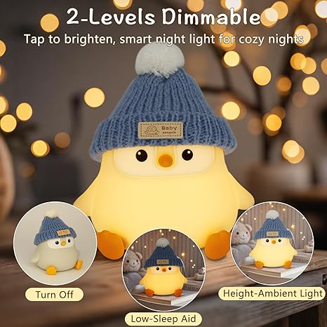 FAMIDUO Silicone Night Light – Cute USB-Rechargeable Dimmable Lamp for Kids Bedroom, Nursery &; Travel